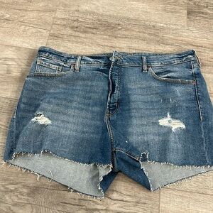 Old Navy high-rise OG straight, secrets smooth pocket raw hem jean shorts
